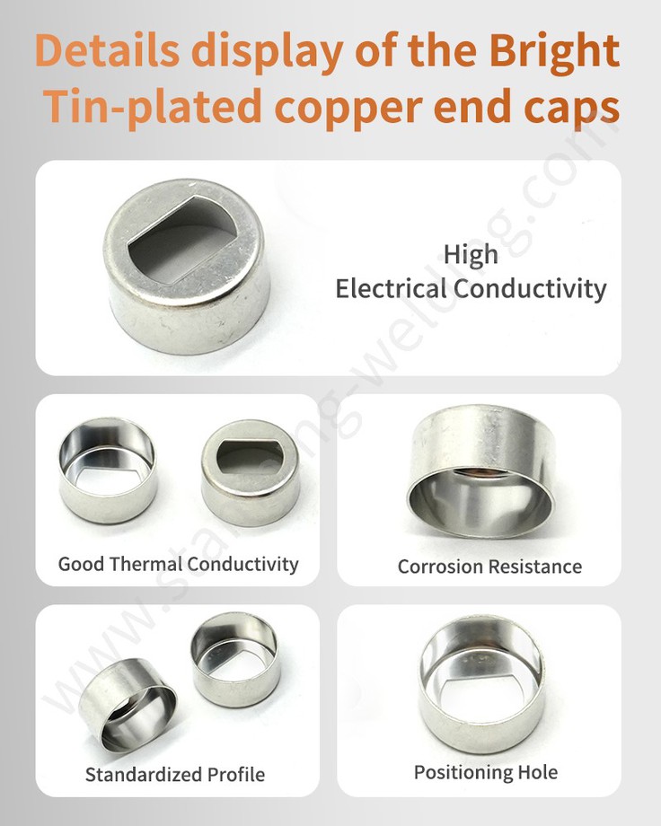 Details display of the Bright Tin-plated Copper End Caps Details display of the Bright Tin-plated Copper End Caps