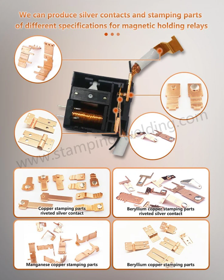 We can produce Copper Stamping Electrical Precision Parts of different specifications for magnetic holding relays We can produce Copper Stamping Electrical Precision Parts of different specifications for magnetic holding relays