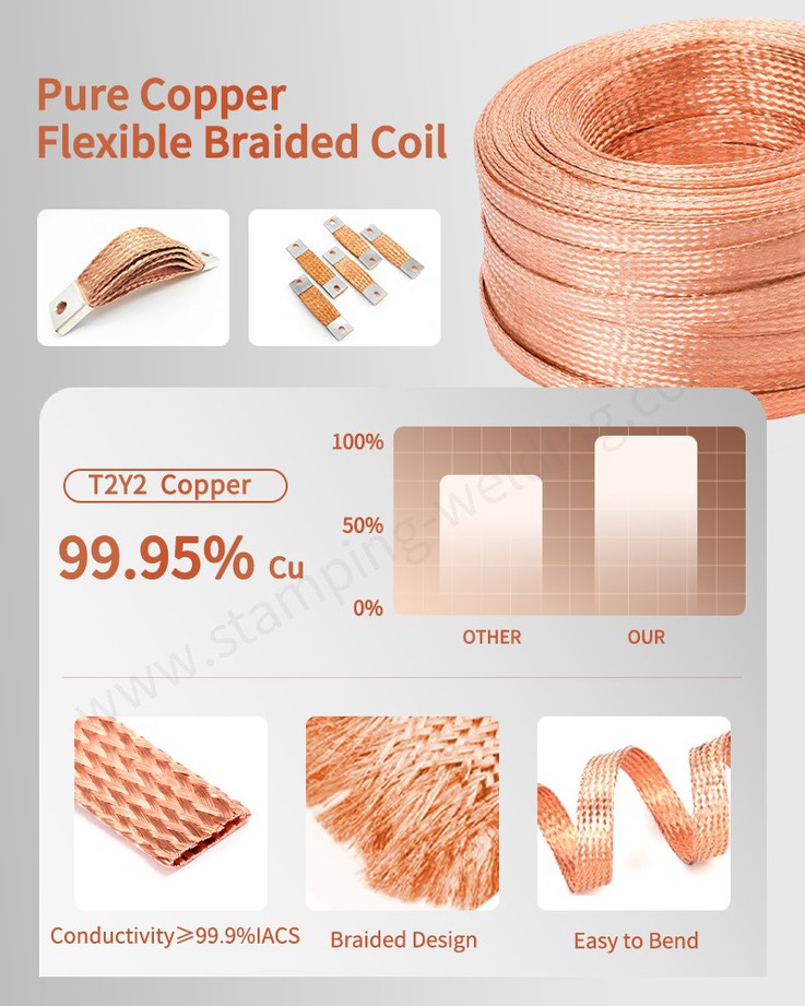 Material of Copper Flexible Braided Custom Connectors Material of Copper Flexible Braided Custom Connectors
