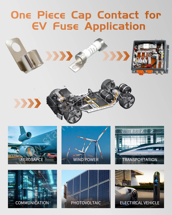 Metal Copper End Cap for EV Fuse Application Metal Copper End Cap for EV Fuse Application