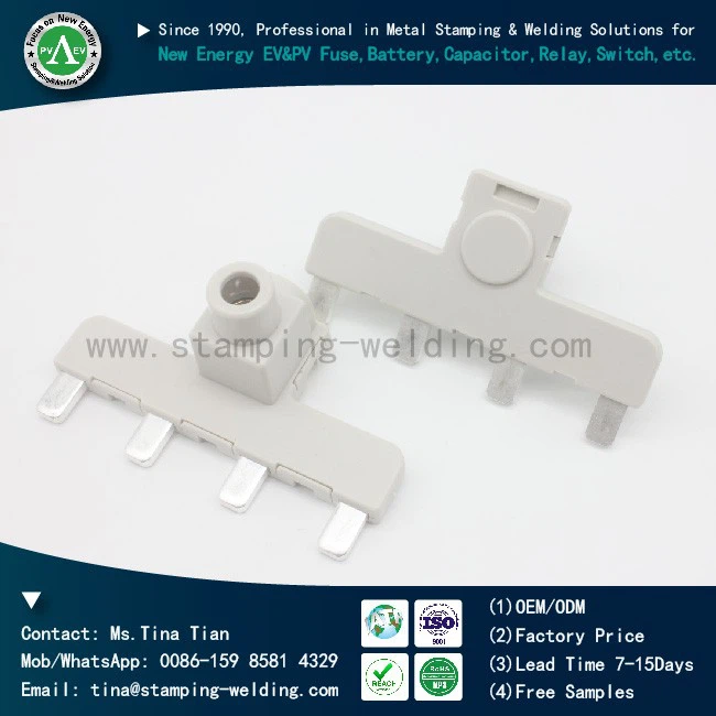 Tinned copper PP injection-molded insulated busbar with four plugs